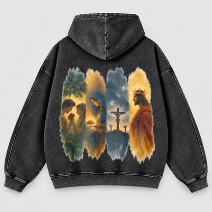 The Gospel Story Washed Hoodie – Jesus Life Watercolor Christian Hoodie
