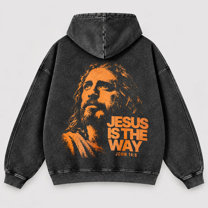 Jesus Is The Way Washed Hoodie