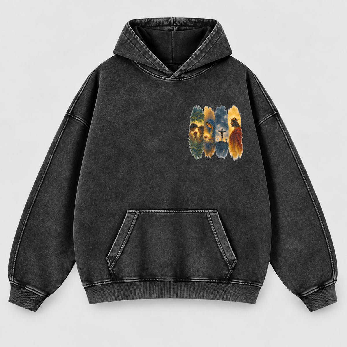 The Gospel Story Washed Hoodie – Jesus Life Watercolor Christian Hoodie