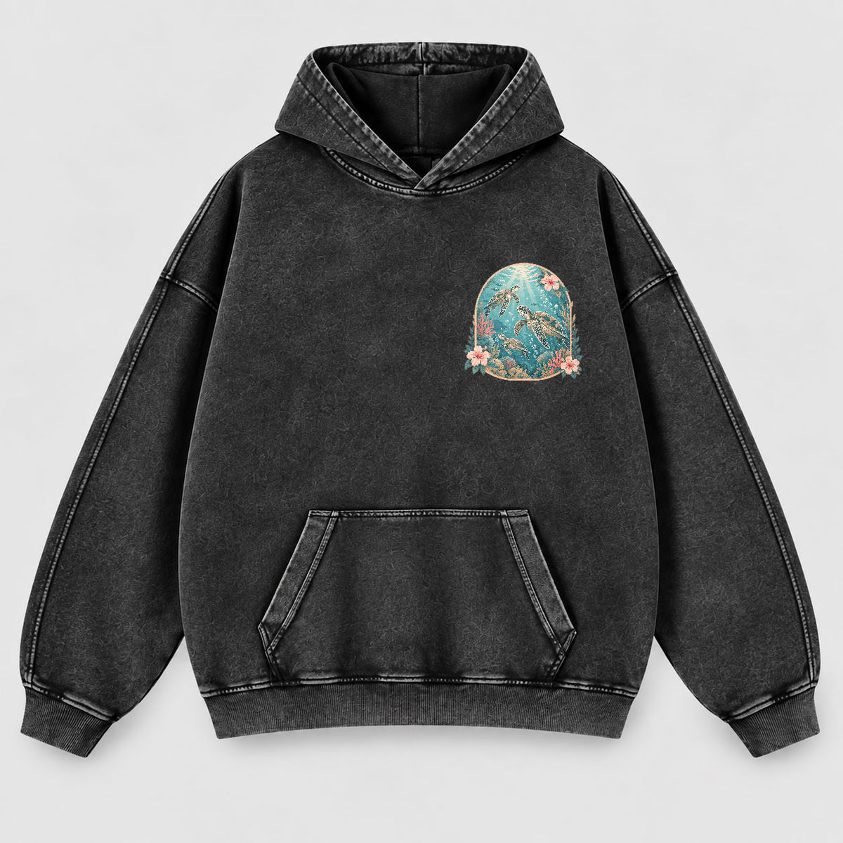 When You Go Through Deep Waters Washed Hoodie – Sea Turtle Isaiah 43:2