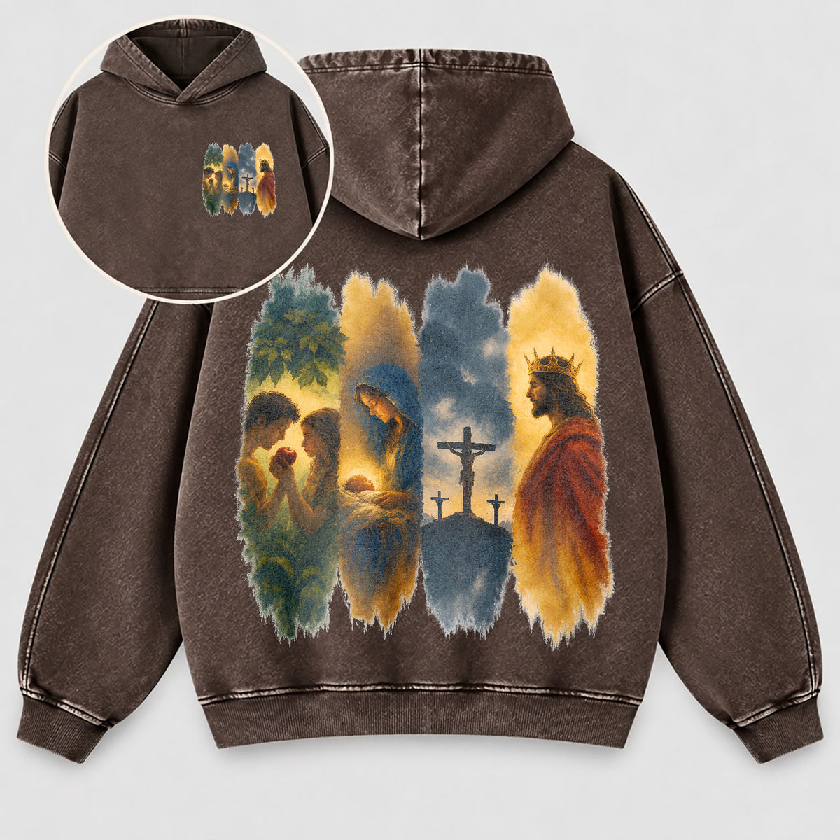 The Gospel Story Washed Hoodie – Jesus Life Watercolor Christian Hoodie