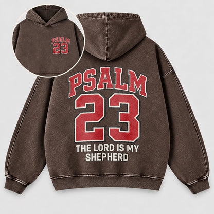 Psalm 23 Washed Hoodie – The Lord Is My Shepherd Varsity Christian Hoodie