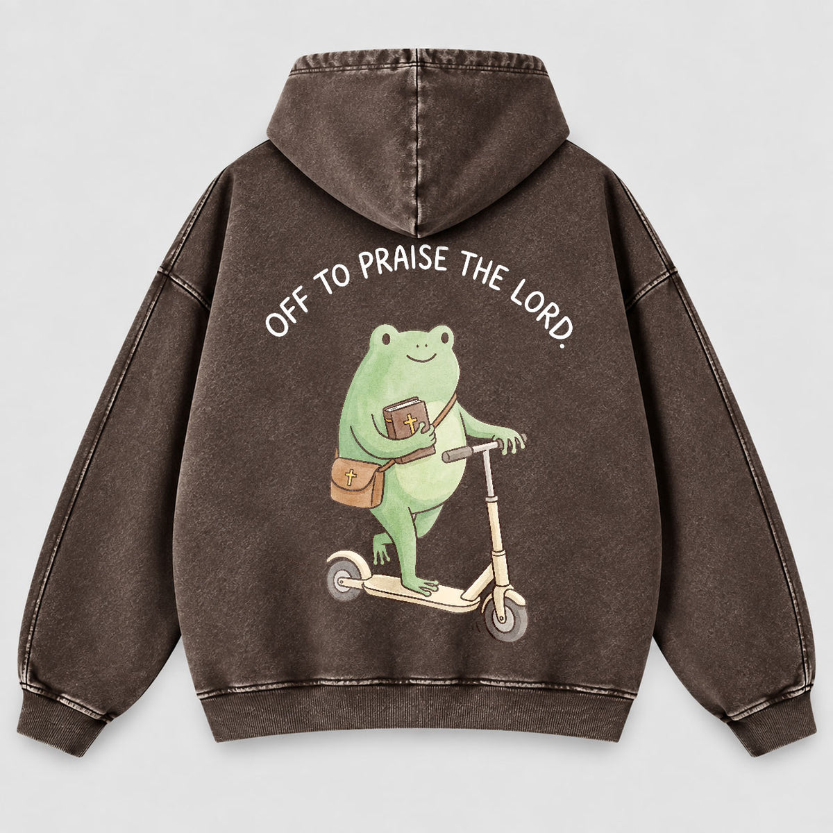 Off To Praise The Lord Washed Hoodie –  Funny Christian Hoodie