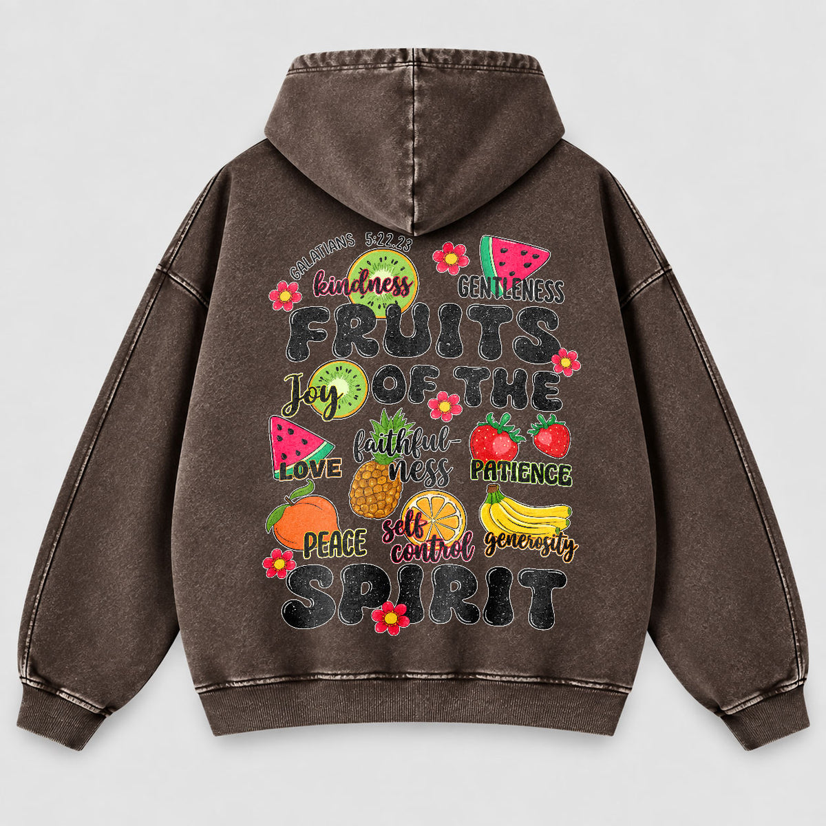 Fruits of the Spirit Washed Hoodie - Fruit Christian Hoodie