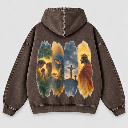 The Gospel Story Washed Hoodie – Jesus Life Watercolor Christian Hoodie