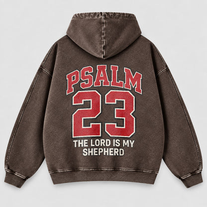 Psalm 23 Washed Hoodie – The Lord Is My Shepherd Varsity Christian Hoodie