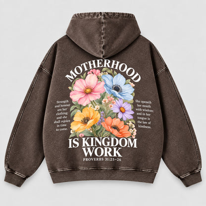 Motherhood Is Kingdom Work Washed Hoodie