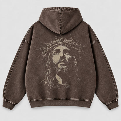 Jesus Crown of Thorns Washed Hoodie