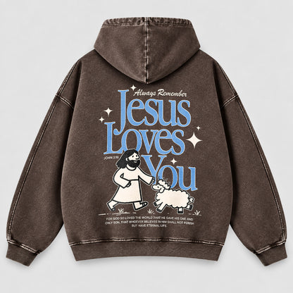 Jesus Loves You Washed Hoodie