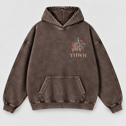 YHWH Our Very Breath Speaks His Name Washed Hoodie