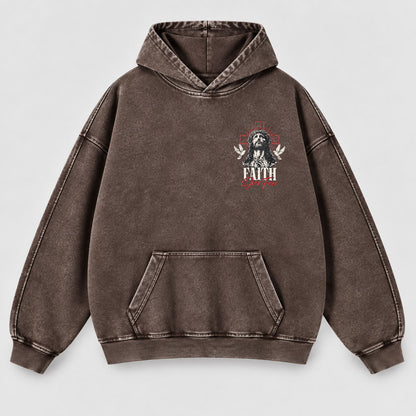 Faith Over Fear Washed Hoodie – Vintage Bootleg Jesus Christian Streetwear Hoodie
