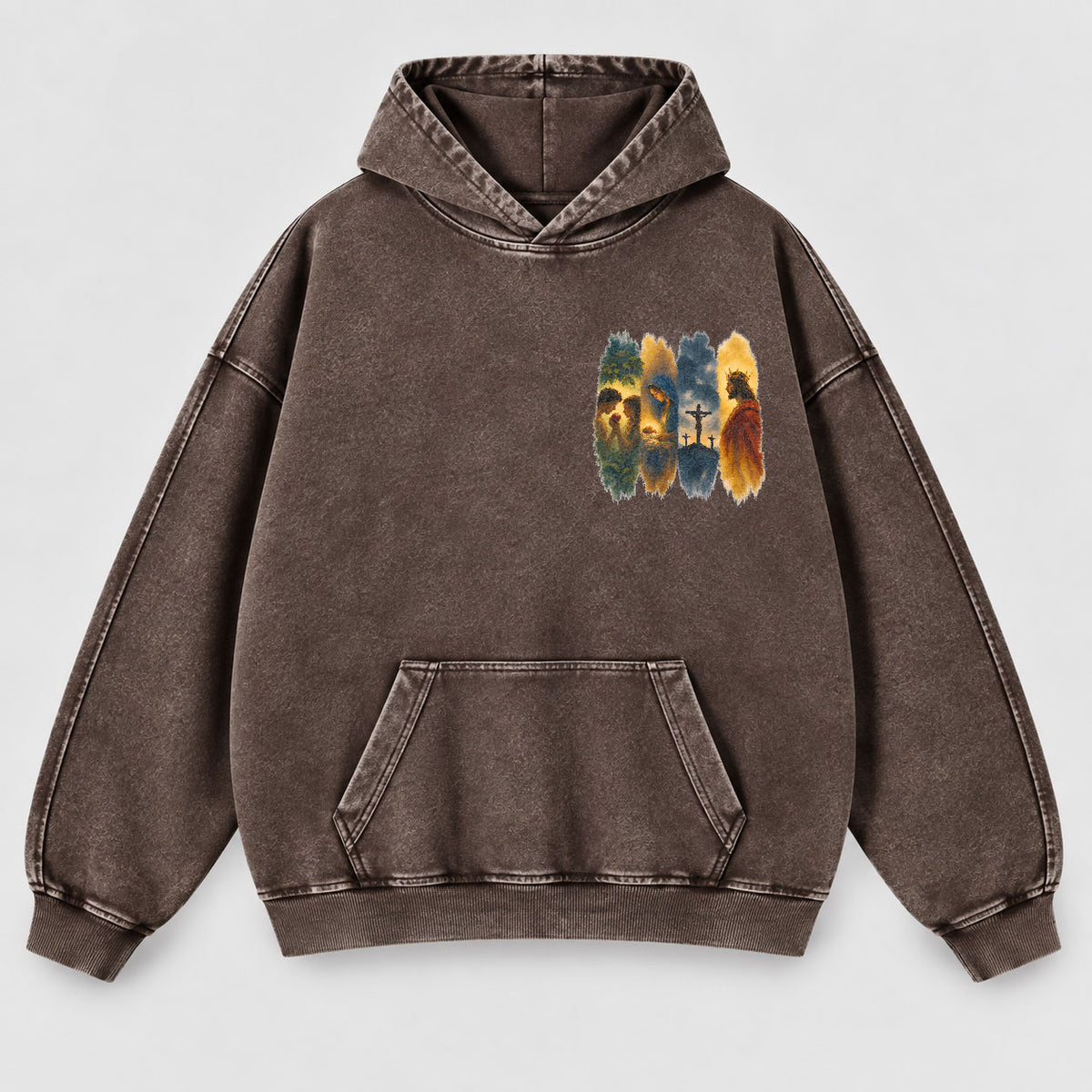 The Gospel Story Washed Hoodie – Jesus Life Watercolor Christian Hoodie