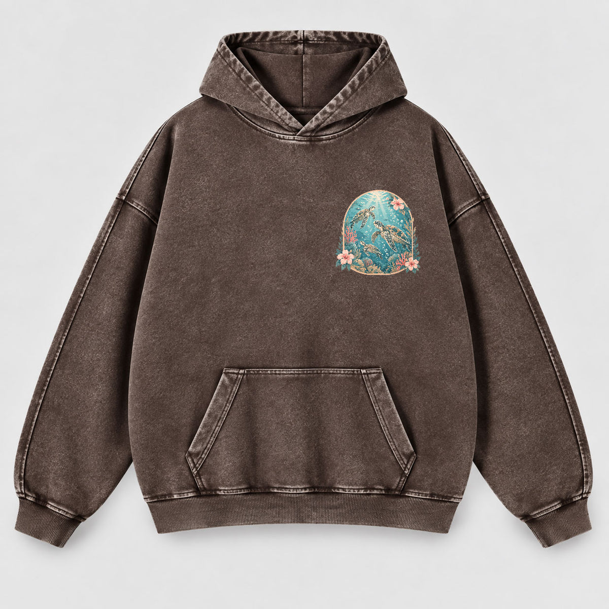 When You Go Through Deep Waters Washed Hoodie – Sea Turtle Isaiah 43:2