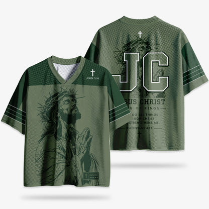 Praying Jesus Christian Green Mesh Jersey
