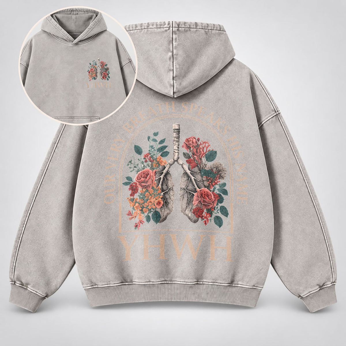 YHWH Our Very Breath Speaks His Name Washed Hoodie