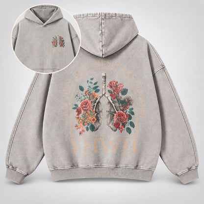 YHWH Our Very Breath Speaks His Name Washed Hoodie