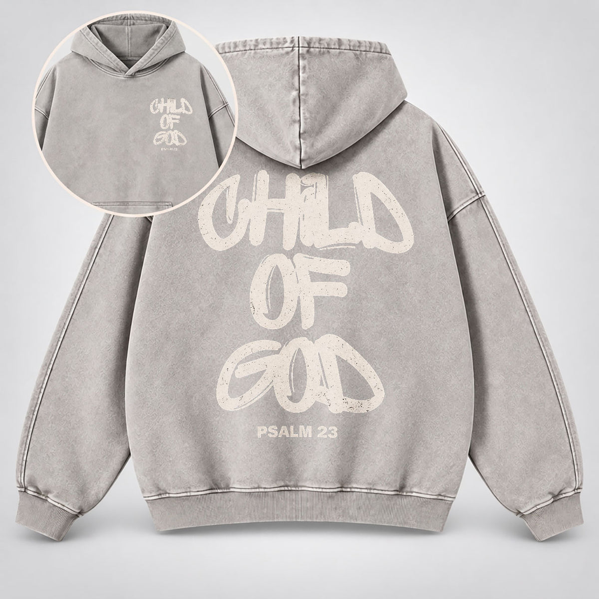 Child of God Washed Hoodie – Graffiti Streetwear Christian Hoodie