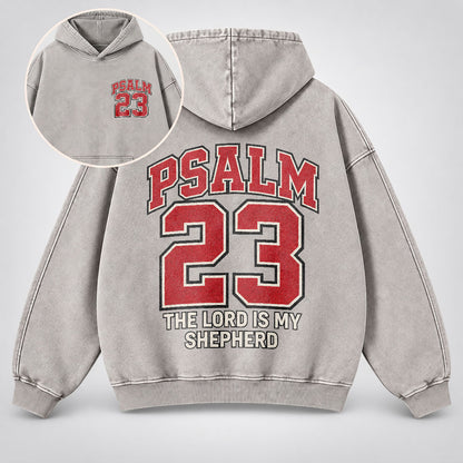 Psalm 23 Washed Hoodie – The Lord Is My Shepherd Varsity Christian Hoodie