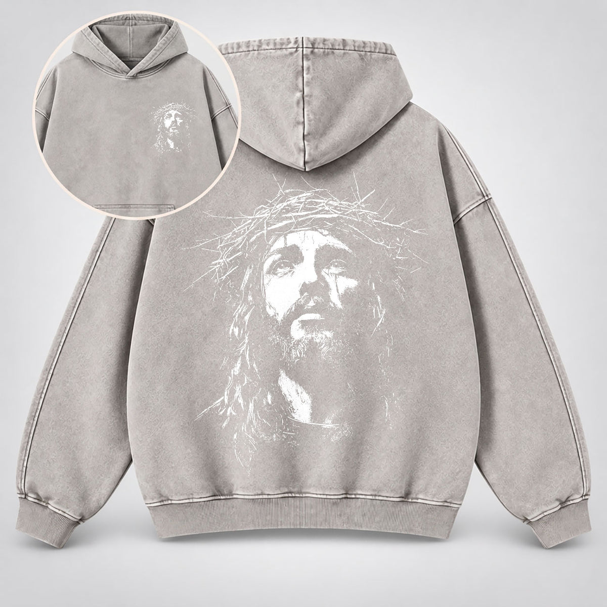 Jesus Crown of Thorns Washed Hoodie