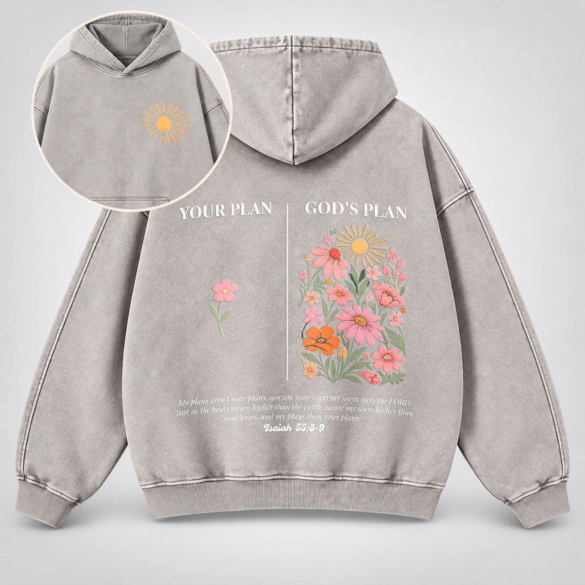 Your Plan God’s Plan Washed Hoodie – Wildflower Christian Hoodie