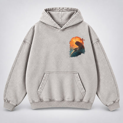 Jesus Good Shepherd Washed Hoodie – Lamb & Cross Christian Hoodie
