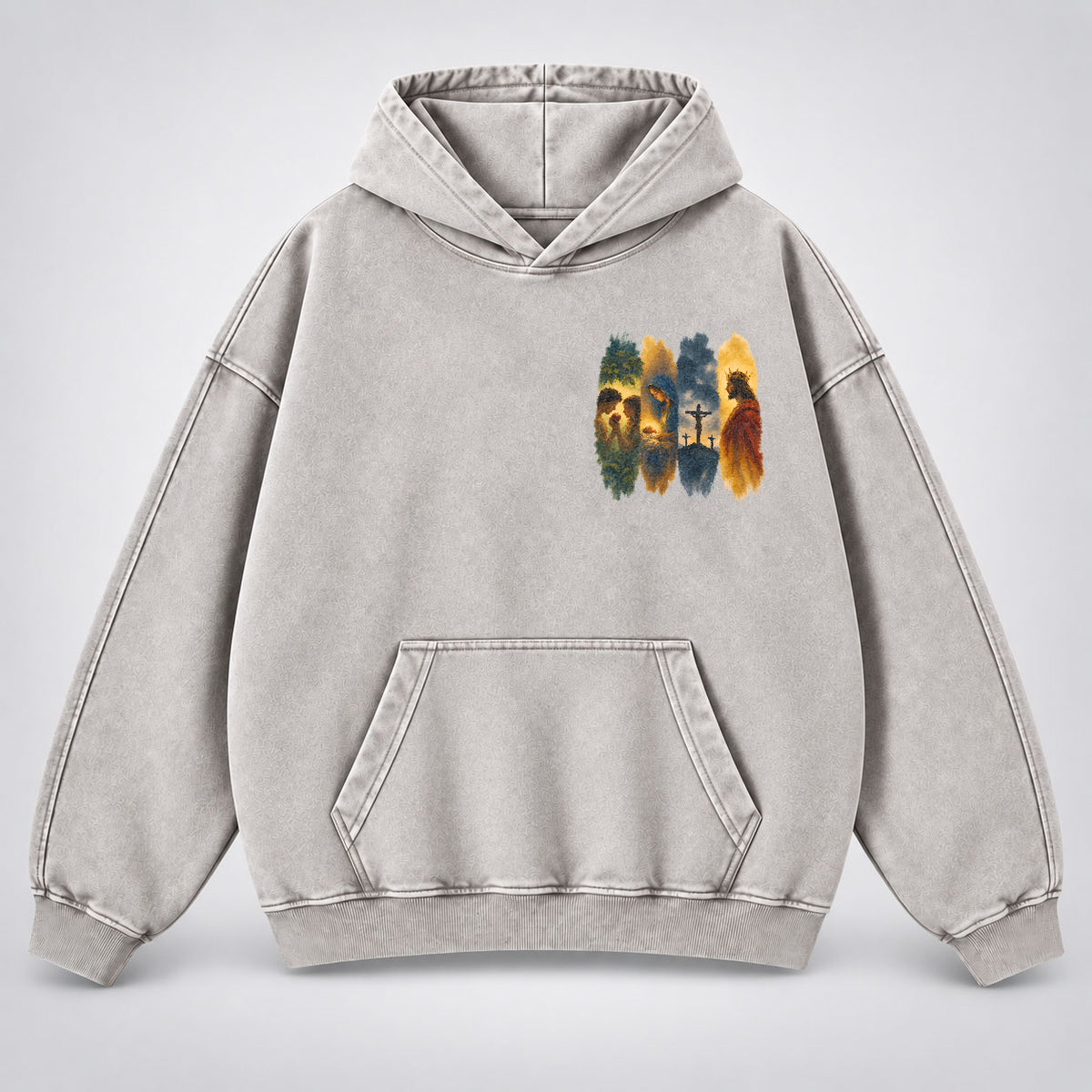 The Gospel Story Washed Hoodie – Jesus Life Watercolor Christian Hoodie