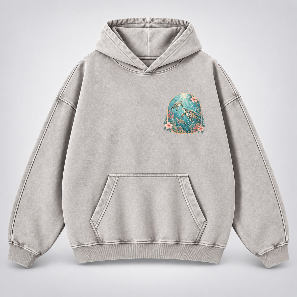 When You Go Through Deep Waters Washed Hoodie – Sea Turtle Isaiah 43:2