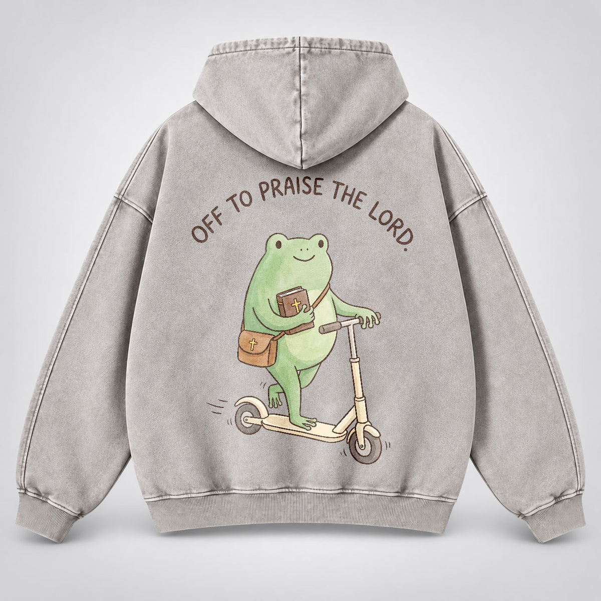 Off To Praise The Lord Washed Hoodie –  Funny Christian Hoodie