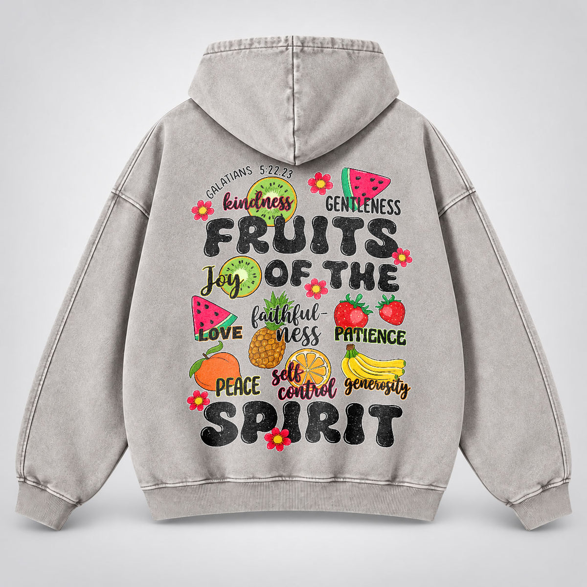 Fruits of the Spirit Washed Hoodie - Fruit Christian Hoodie