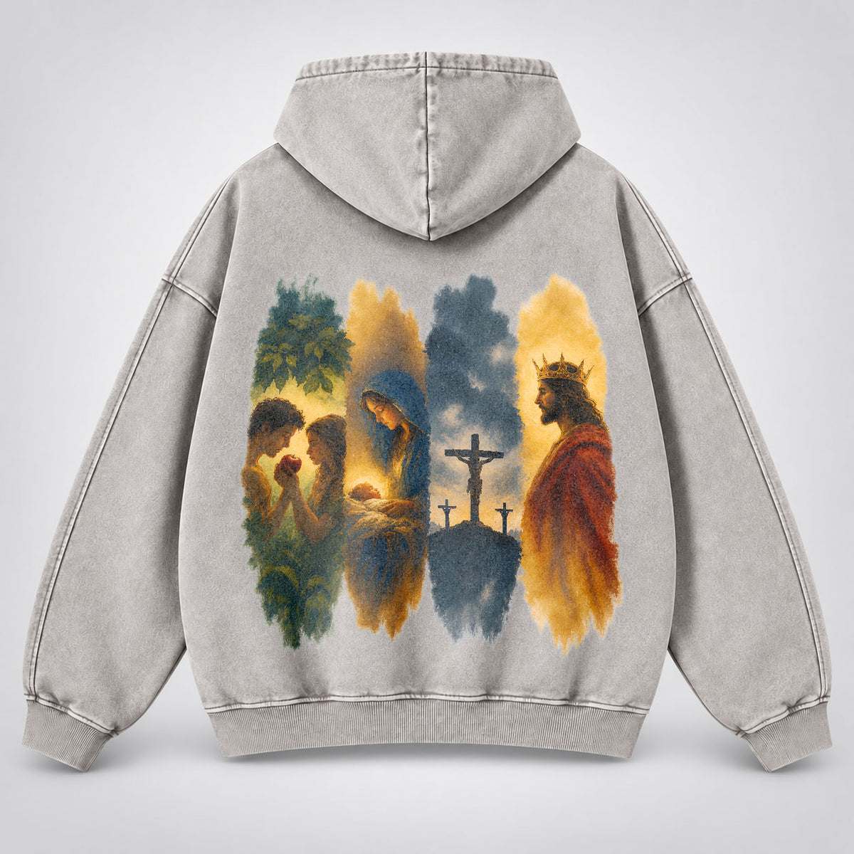 The Gospel Story Washed Hoodie – Jesus Life Watercolor Christian Hoodie