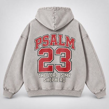 Psalm 23 Washed Hoodie – The Lord Is My Shepherd Varsity Christian Hoodie