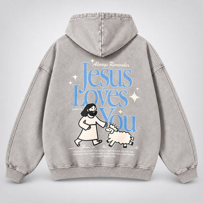 Jesus Loves You Washed Hoodie