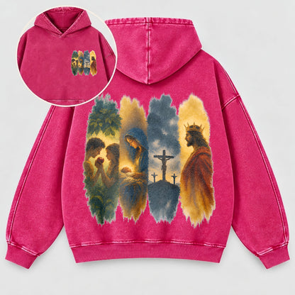The Gospel Story Washed Hoodie – Jesus Life Watercolor Christian Hoodie