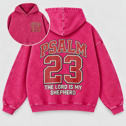 Psalm 23 Washed Hoodie – The Lord Is My Shepherd Varsity Christian Hoodie