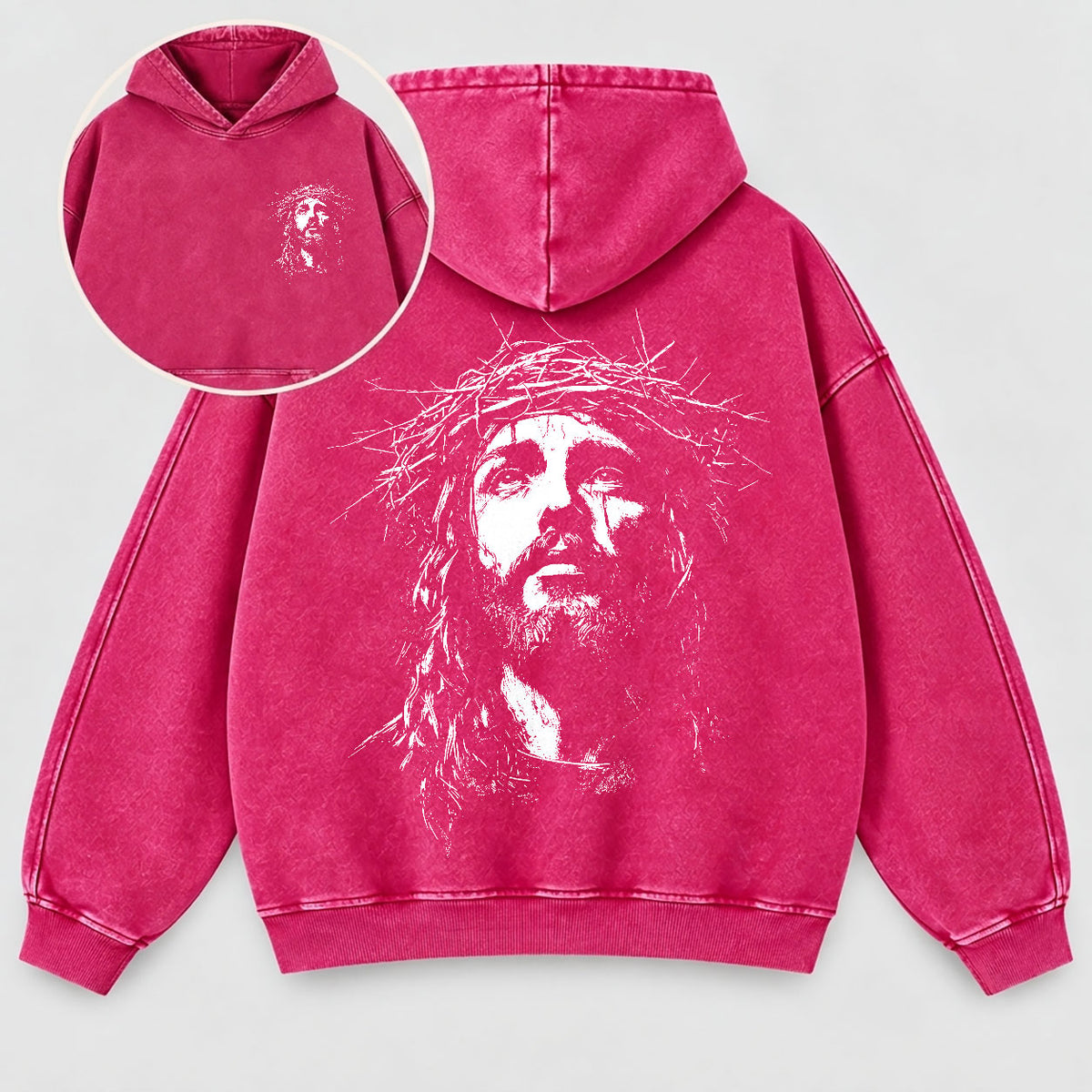 Jesus Crown of Thorns Washed Hoodie