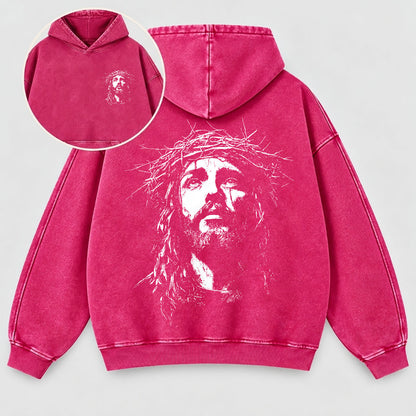 Jesus Crown of Thorns Washed Hoodie