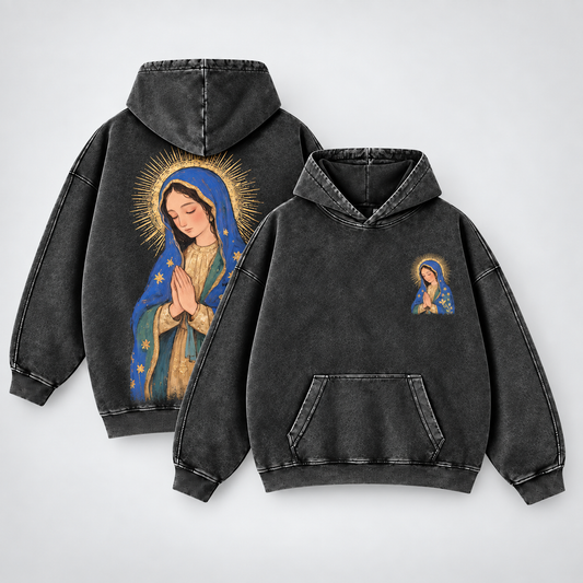 Our Lady of Guadalupe Washed Hoodie – Catholic Oversized