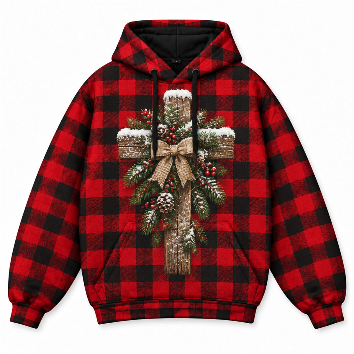 Jesus Is The Reason For The Season Christian 3D Hoodie – Buffalo Plaid