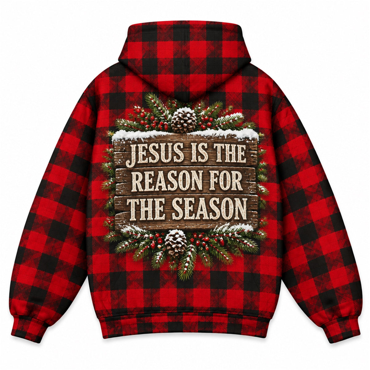 Jesus Is The Reason For The Season Christian 3D Hoodie – Buffalo Plaid