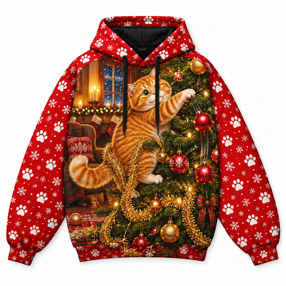 Naughty List But Jesus Still Loves Me Christian 3D Hoodie – Funny Cat