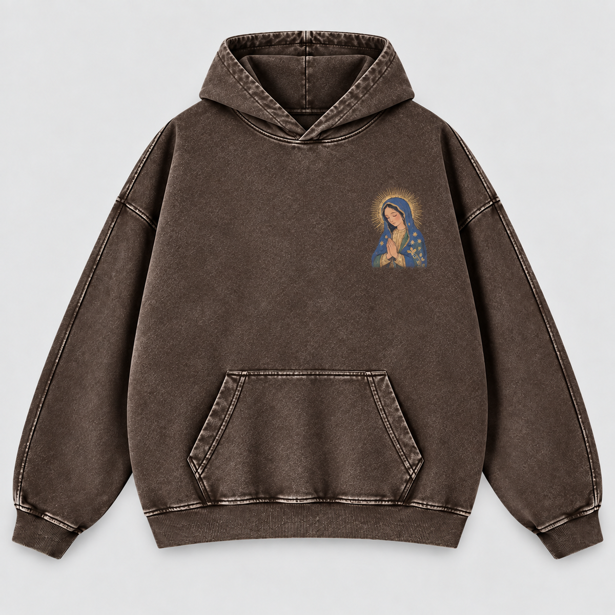 Our Lady of Guadalupe Washed Hoodie – Catholic Oversized