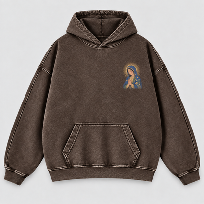 Our Lady of Guadalupe Washed Hoodie – Catholic Oversized