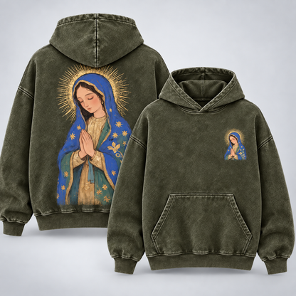Our Lady of Guadalupe Washed Hoodie – Catholic Oversized