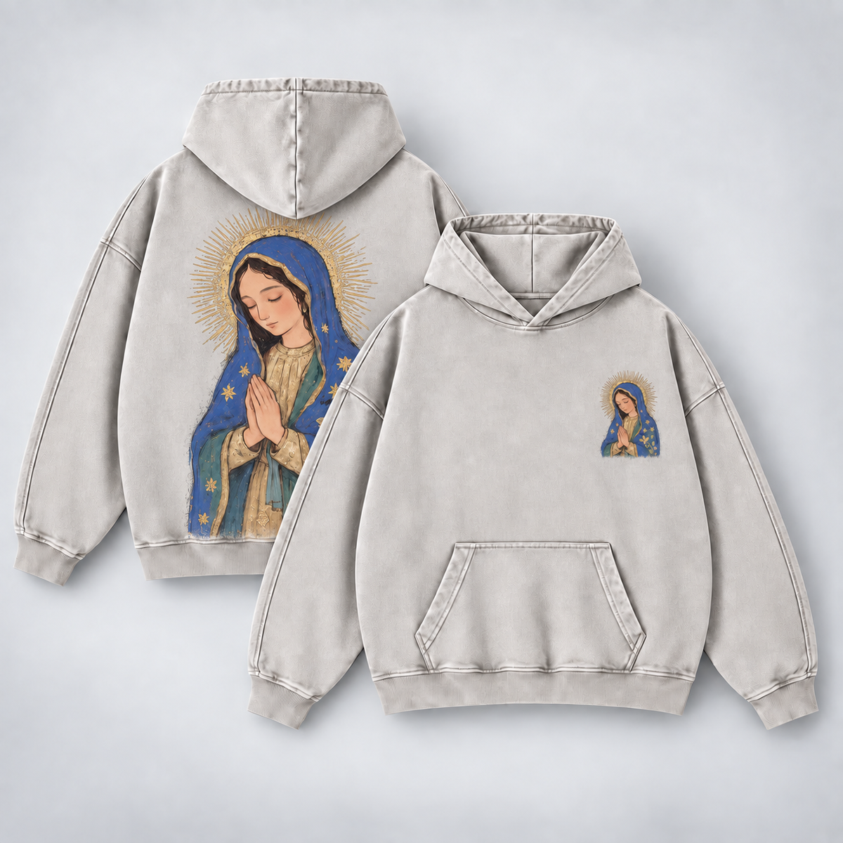 Our Lady of Guadalupe Washed Hoodie – Catholic Oversized