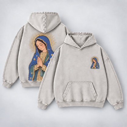 Our Lady of Guadalupe Washed Hoodie – Catholic Oversized