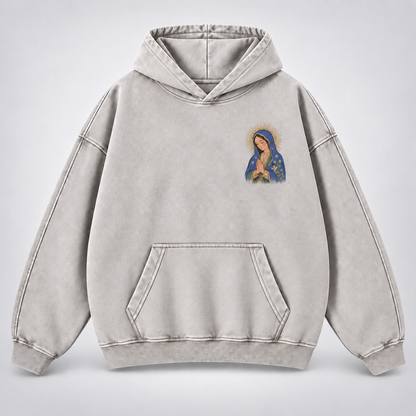 Our Lady of Guadalupe Washed Hoodie – Catholic Oversized