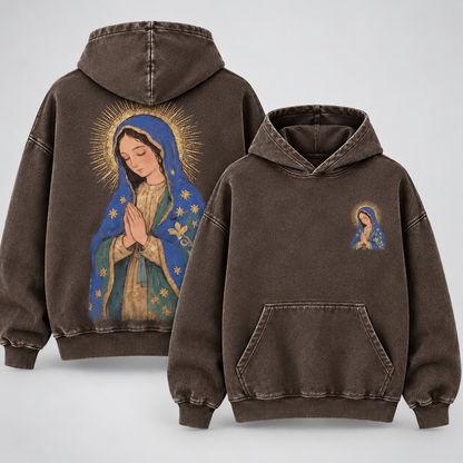 Our Lady of Guadalupe Washed Hoodie – Catholic Oversized