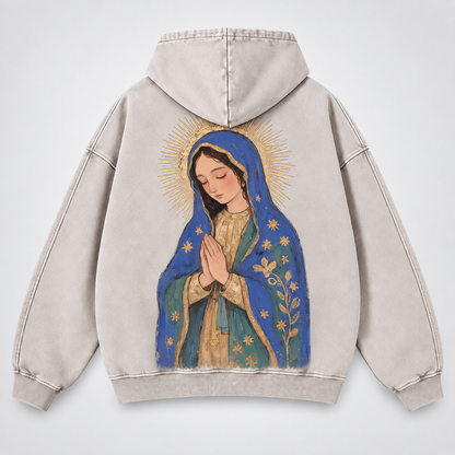 Our Lady of Guadalupe Washed Hoodie – Catholic Oversized