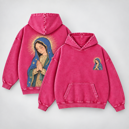 Our Lady of Guadalupe Washed Hoodie – Catholic Oversized