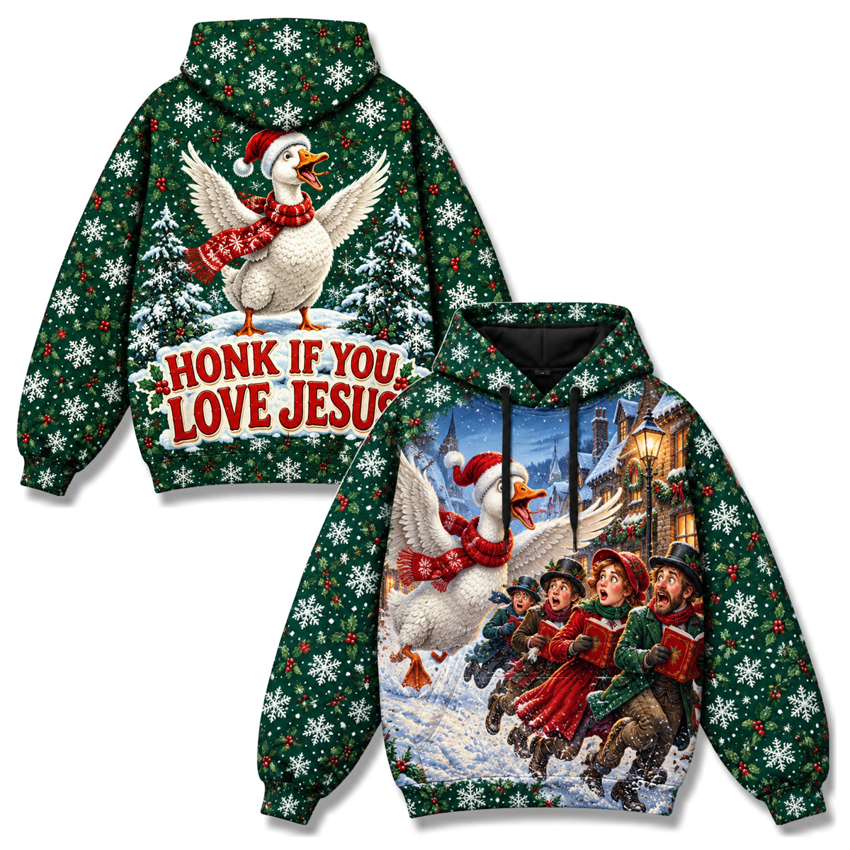Honk If You Love Jesus Christian 3D Hoodie – Funny Christmas Goose